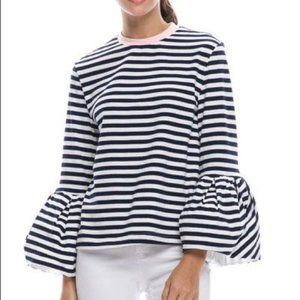 English factory striped top with bell sleeves